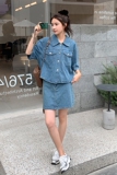 【现货】牛仔上衣+防走光短裙两件套套装851-P125-K178，女装套装/套裙，浙宝113