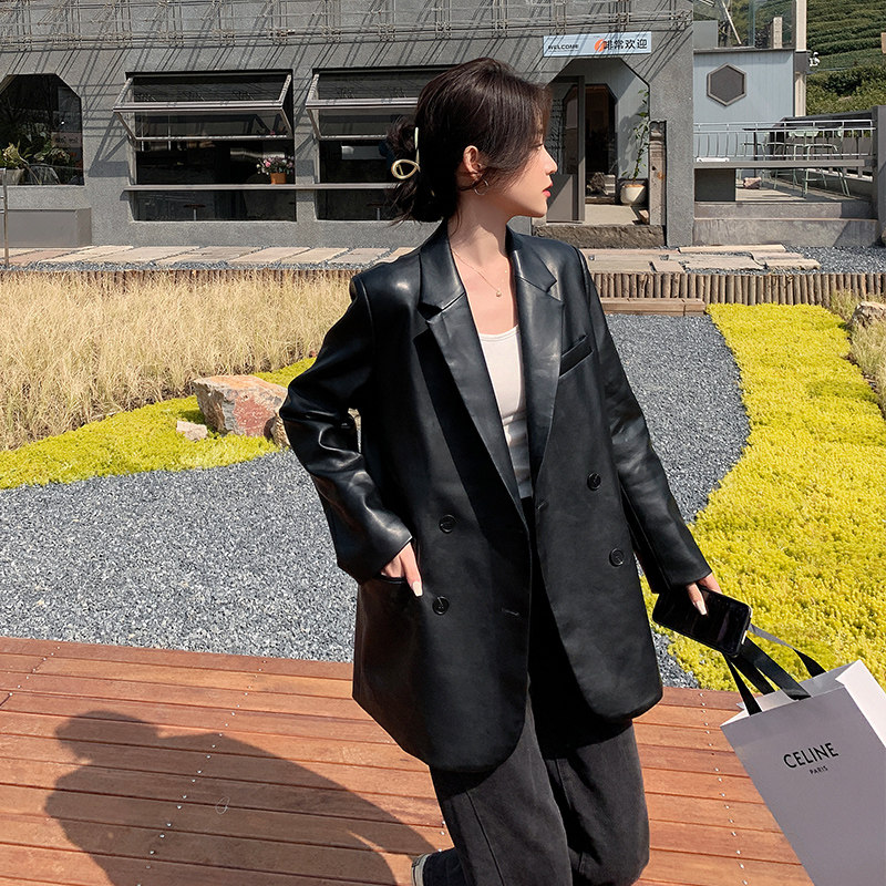 【买家秀更新】通勤西装款PU皮衣2C281-629-P125-K188,女装皮衣,浙宝113