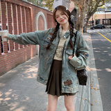 美式复古又酷又飒牛仔外套女春秋2025新款超火chic慵懒风夹克上衣，女装短外套，浙宝113