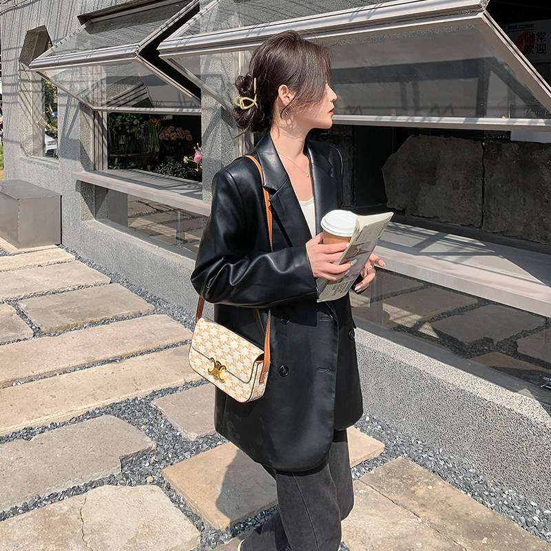 【买家秀更新】通勤西装款PU皮衣2C281-629-P125-K188,女装皮衣,浙宝113