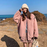 【大货已出】羊羔毛拼PU皮皮毛一体棒球服外套227-P175-K258，女装皮草，浙宝113