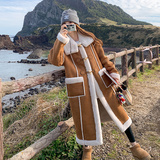 【现货】长款鹿皮绒羊羔毛皮毛一体大衣093-P205-K298，女装皮草，浙宝113