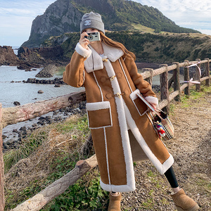 【现货】长款鹿皮绒羊羔毛皮毛一体大衣 093-P205-K298,女装皮草,浙宝113