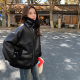 【现货】机车风麂皮绒皮毛一体231-P180-K268，女装派克服，浙宝113