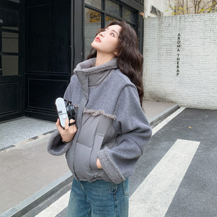 P285 A26 新国标90绒羊羔毛拼接毛呢羽绒服 K428 首发现货