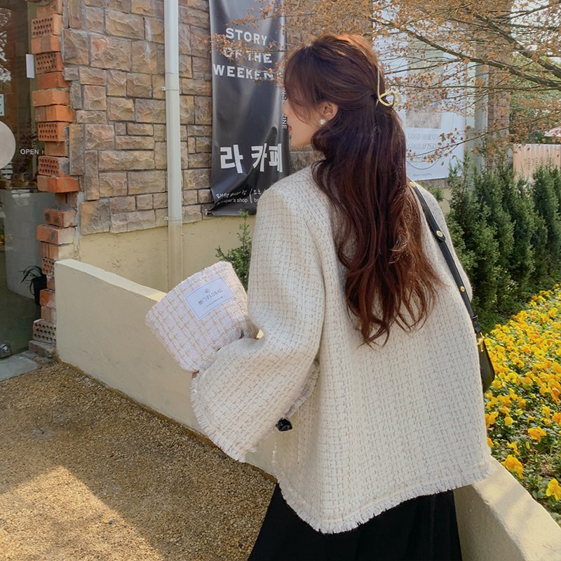 法式别致小香风外套女小个子2023春秋新款气质名媛简约高级感上衣,女装短外套,浙宝113