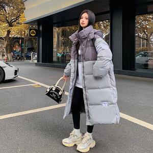 【现货50绒】连帽长款拼色羽绒服 077-P275-K398图片