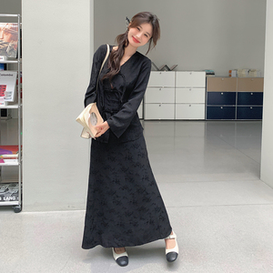 新中式提花套装裙子女2025春季新款复古优雅气质上衣半身裙两件套图片