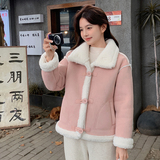 【现货】麂皮绒羊羔毛皮毛一体203-P175-K258，女装派克服，浙宝113