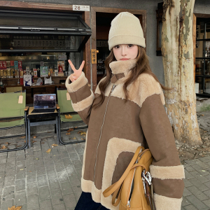 【现货】磨砂雪花扎染皮皮毛一体外套 505-P185-K278图片