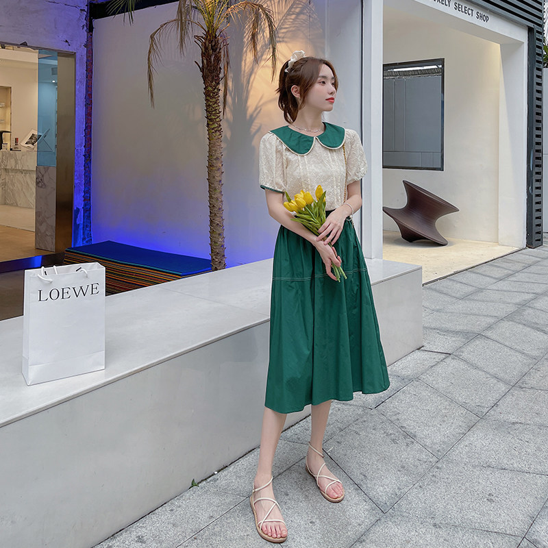 娃娃领上衣女夏配半身裙两件套女夏2025新款小清新甜美连衣裙套装,女装套装/套裙,浙宝113