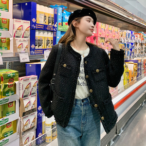 【现货】黑色小香风外套女粗花呢上衣 259-P135-K188图片