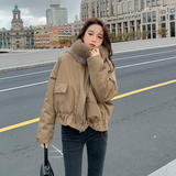 【现货】内胆兔毛大毛领工装风短款派克服615-P170-K258，女装派克服，浙宝113