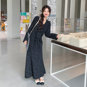 新中式提花套装裙子女2025春季新款复古优雅气质上衣半身裙两件套图片