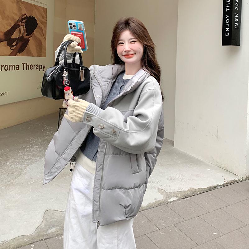高级感拼接羽绒服女2025冬季新款学院风减龄加厚保暖白鸭绒短外套,女装羽绒服,浙宝113