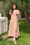 【大货已出】压褶蝴蝶结开叉碎花连衣裙828-P105-K158，女装连衣裙，浙宝113