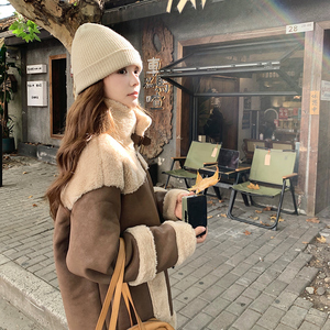 【现货】磨砂雪花扎染皮皮毛一体外套 505-P185-K278图片