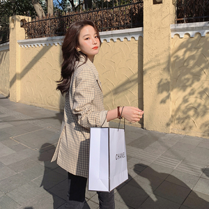 现货秋季新款TR面料复古格子小西装006-8870-p110-k168,女装西装,浙宝113