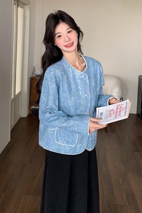 【现货】新中式风提花亮片牛仔外套女 528-P155-K218图片