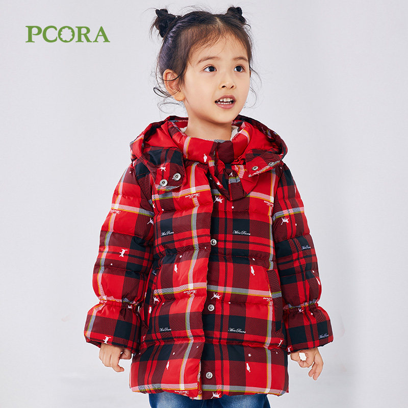巴柯拉女童棉衣新款洋气韩版格子