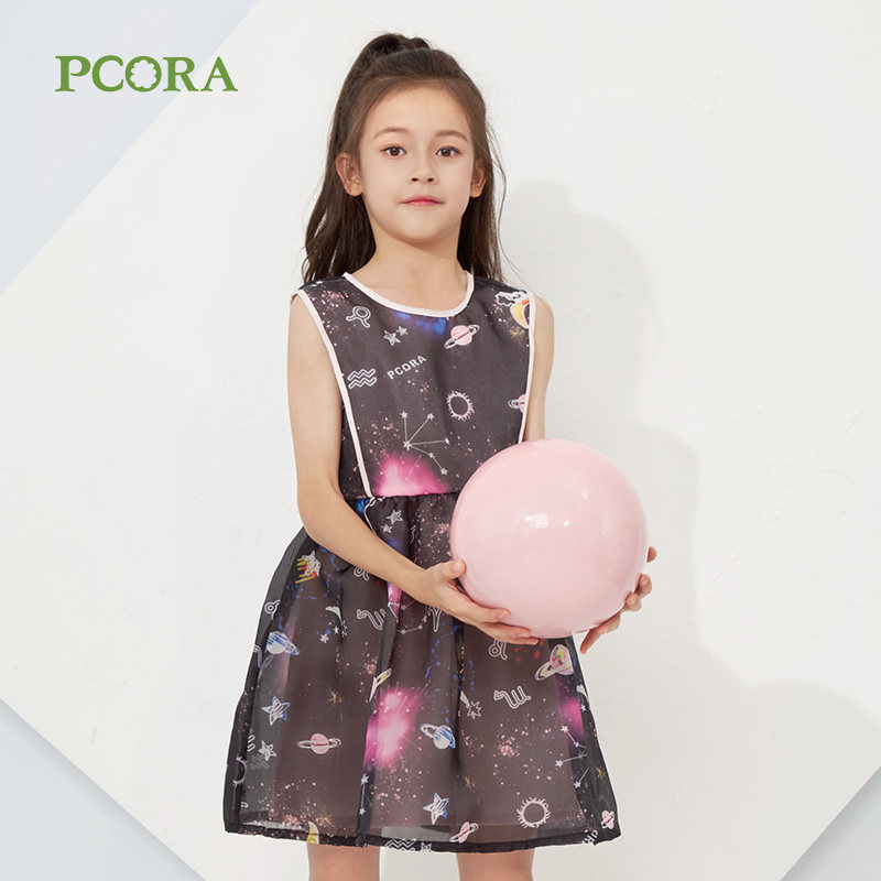 巴柯拉童装女童网红连衣裙新款春秋装洋气无袖儿童宝宝公主裙