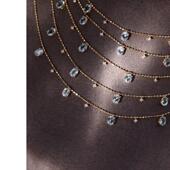 18k金天然钻石海蓝宝满天星项链多层设计高颜值锁骨链脚链手链