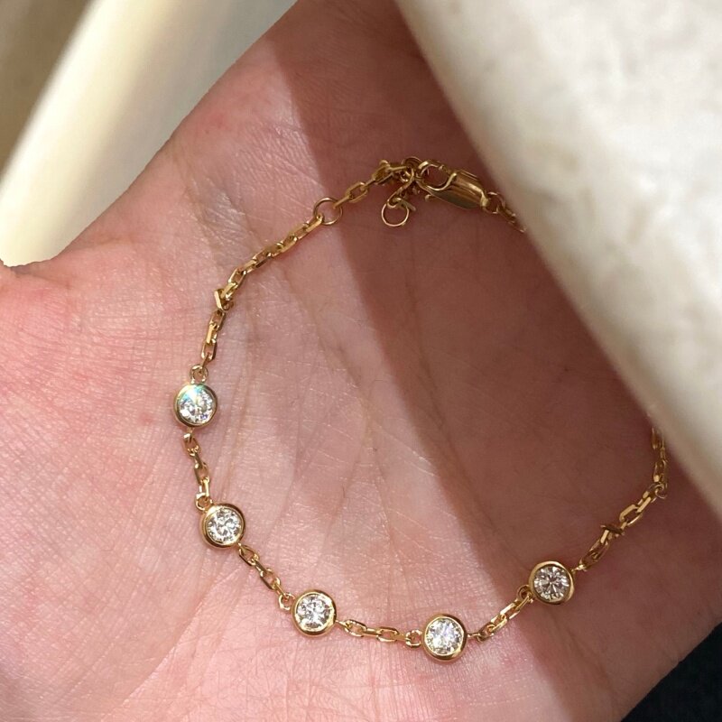 水贝黄金珠宝18K金培育钻石泡泡手链轻奢送女友父母情人节礼物
