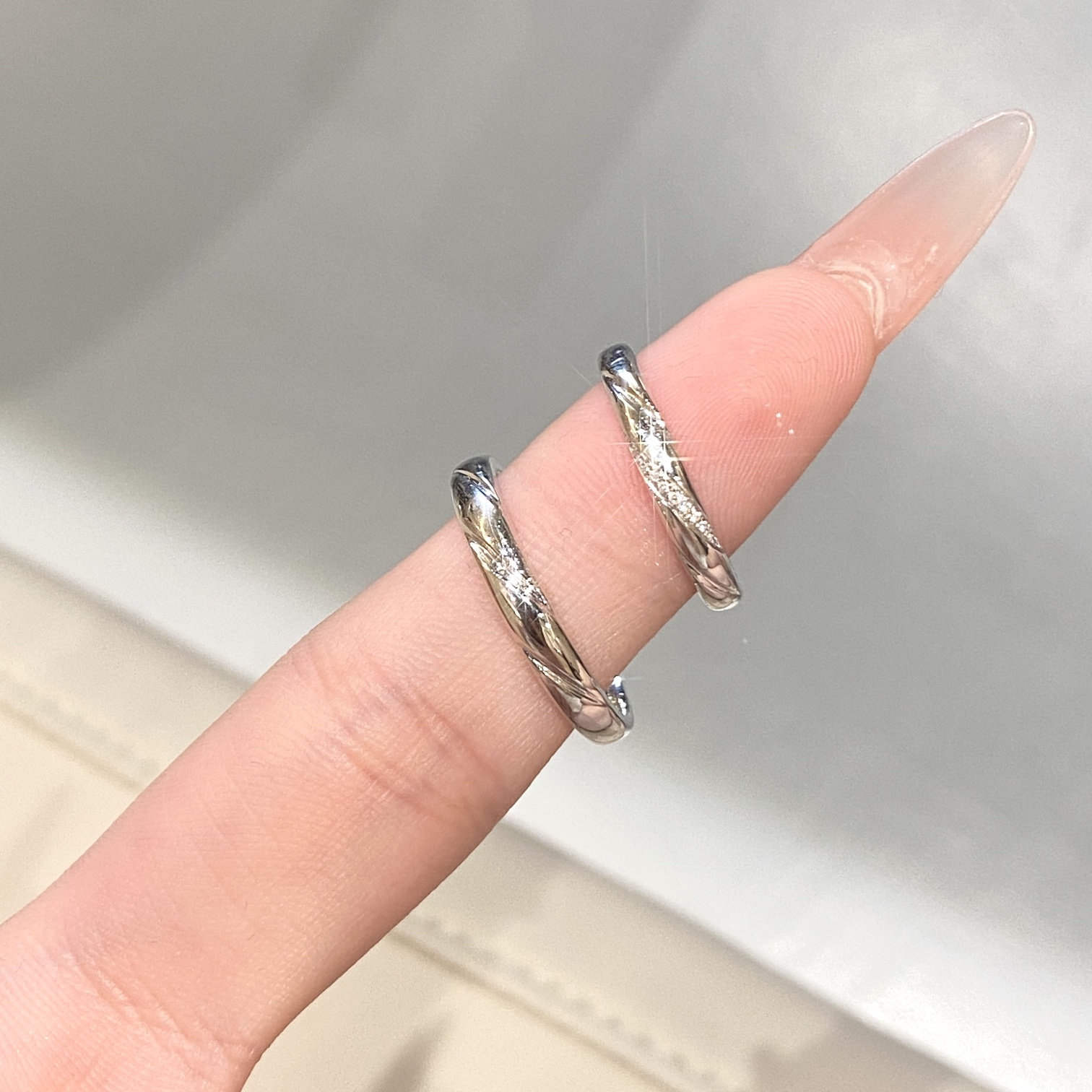 水贝铂金Pt950钻石对戒送情侣结婚订婚高级感情人节周年纪念礼物