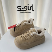 SGIRL 潮 百搭丑萌保暖大头休闲鞋 TWTW厚底加绒面包板鞋 女2025新款
