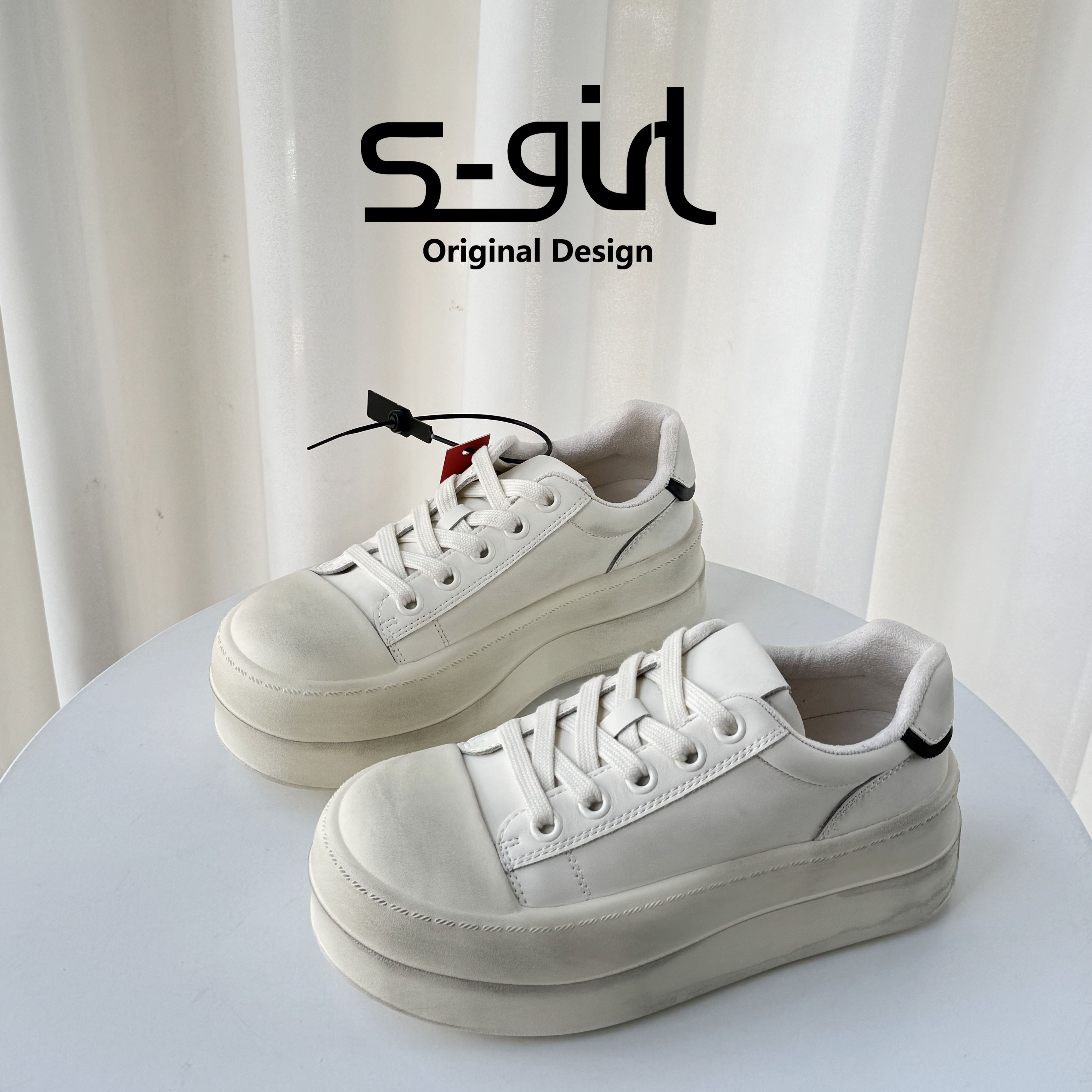 SGIRLTWTW大头厚底做旧小白鞋女