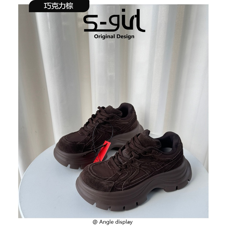 SGIRL TWTW魔砂皮设计感老爹鞋女2025新款百搭厚底增高休闲运动鞋