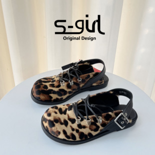 SGIRL TWTW复古平底玛丽珍单鞋女2026春交叉绑带一脚蹬圆头休闲鞋