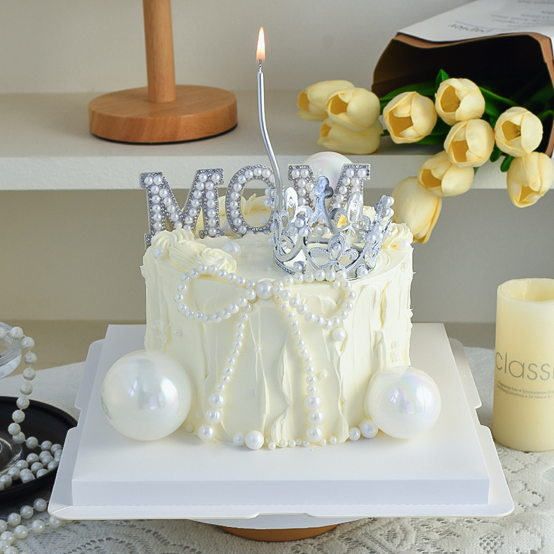 母亲节蛋糕装饰品摆件珍珠蝴蝶结MOM妈妈女神插件小皇冠烘焙装扮