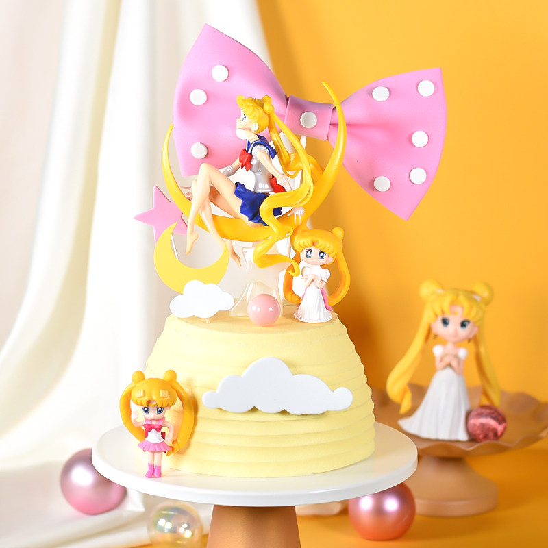 q版月野兔水冰月婚纱女烘焙甜品装扮 美少女战士生日蛋糕装饰摆件