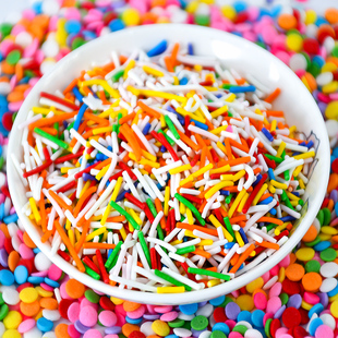 巧克力彩色彩针蛋糕装饰糖针甜甜圈可食用糖珠摆件生日冰淇淋装饰