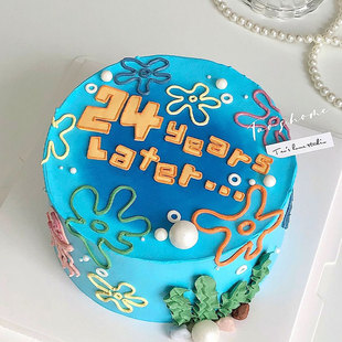 糖堡森林卡通海绵宝宝生日翻糖切模years later字母数字蛋糕模具