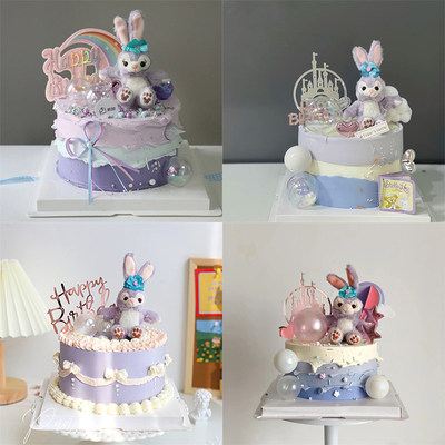 紫色兔子儿童玩具挂件蛋糕装饰