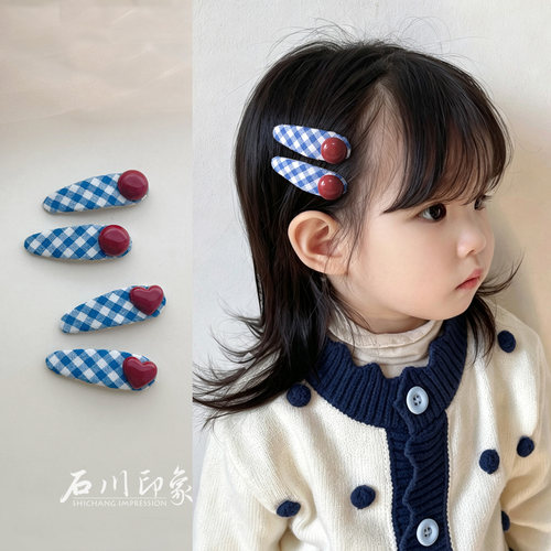 简约百搭布艺格子儿童发夹碎发BB夹侧边夹子女孩发饰掰掰夹不伤发