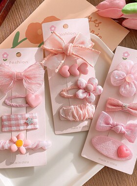 24春款粉色系蝴蝶结花朵儿童发饰发夹女孩甜美头饰韩版BB夹宝宝夹