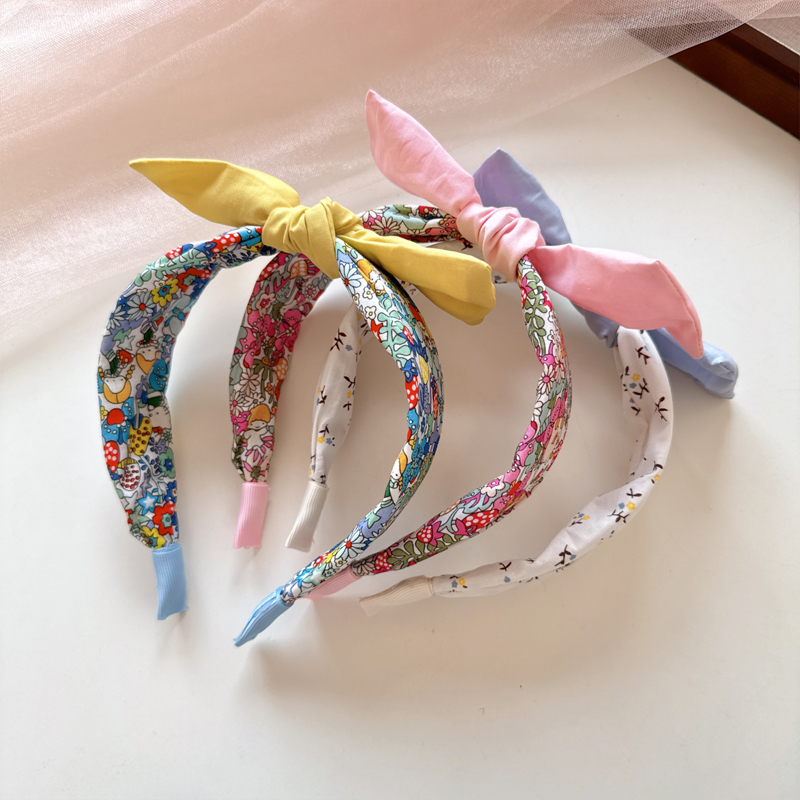 新款韩版儿童布艺蝴蝶结发箍小女孩宽边碎花头箍宝宝亲子头扣发卡