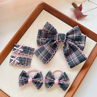 学院风格 子大蝴蝶结儿童发夹顶夹发圈宝宝不伤发BB夹JK发饰
