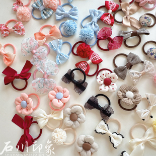石川印象儿童头绳发饰套装 可爱蝴蝶结宝宝发圈布艺花朵皮筋不伤发