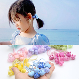 儿童皮筋发饰春夏蓝色清新透明星星女童头绳10女孩扎头皮圈不伤发