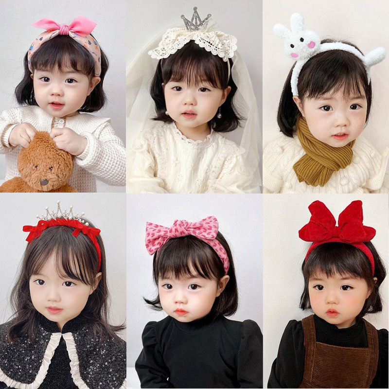 儿童发箍大红蝴蝶结毛绒小兔女