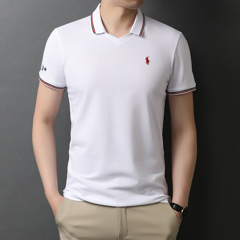 夏季纯棉短袖中青年男士翻领T恤商务休闲刺绣POLO衫QLM88173-P75,男装T恤,电商B212（原钱塘6029）