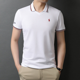 夏季纯棉短袖中青年男士翻领T恤商务休闲刺绣POLO衫QLM88173-P75，男装T恤，电商B212（原钱塘6029）