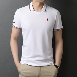 夏季纯棉短袖中青年男士翻领T恤商务休闲刺绣POLO衫QLM88173-P75图片