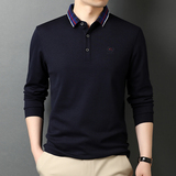 男士2021秋季新款长袖t恤中青年休闲polo衫翻领体恤QLM55138-P75，男装Polo衫，电商B212（原钱塘6029）