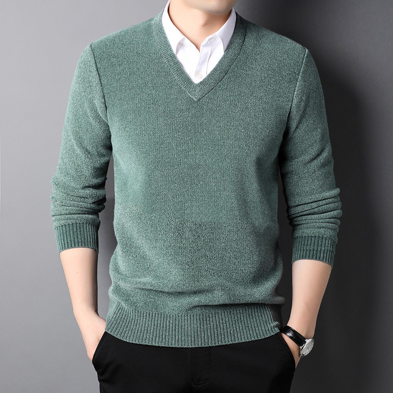 2021秋冬新款毛衣中年男士休闲打底衫加厚保暖针织衫QLM77603-P90，男装针织衫/毛衣，电商B212（原钱塘6029）