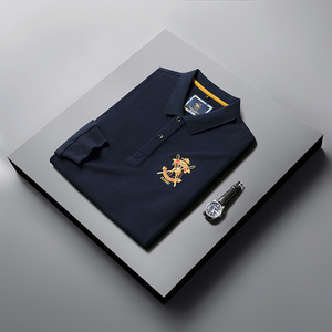 时尚纯棉长袖T恤男POLO衫春季男士休闲潮流绣标体恤衫D6679-P78图片
